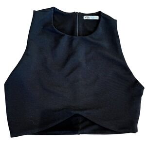 ZARA Sleeveless Ribbed Top Black Size L‎ – Asymmetrical Hem